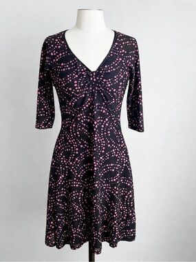 ZOKAI Black Pink Polka Dot Fit & Flare Midi Dress Size L